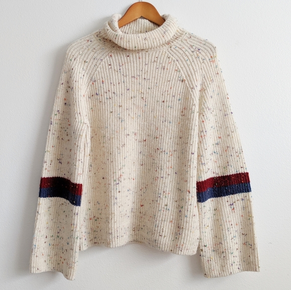 Roolee Sweaters - Roolee Speckled Rainbow Sweater Bell Sleeve Size L